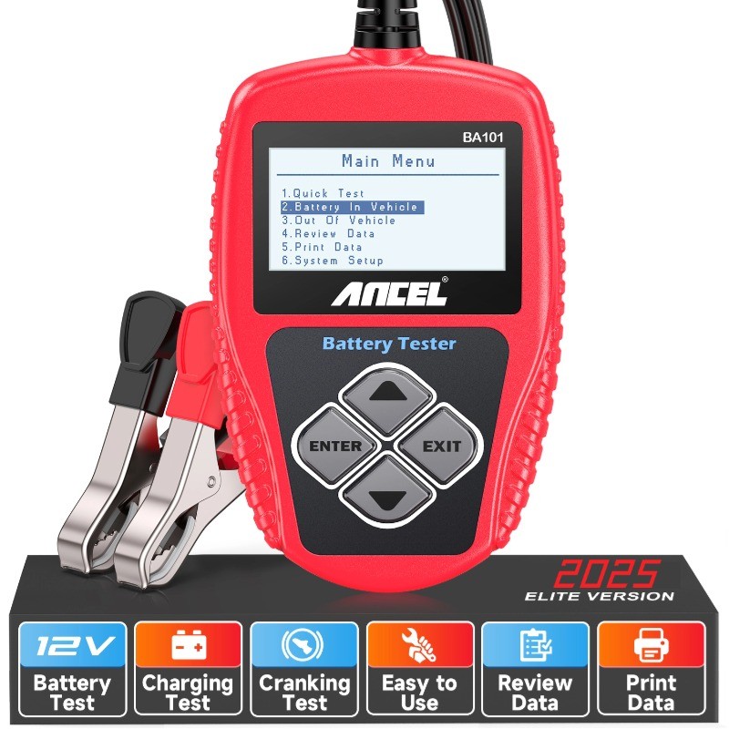 Ancel BA101 เครื่องทดสอบแบตเตอรี่ Car Battery Tester 12V เครื่องวิเคราะห์แบตเตอรี่รถยนต์ วัดค่า CCA