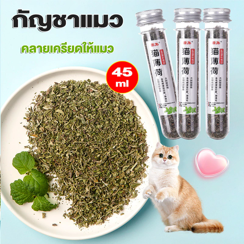 กัญชาแมว Catnip 45ml คลายเครียดให้แมว บบผงขนาด เป็นหลอด แคทนิป