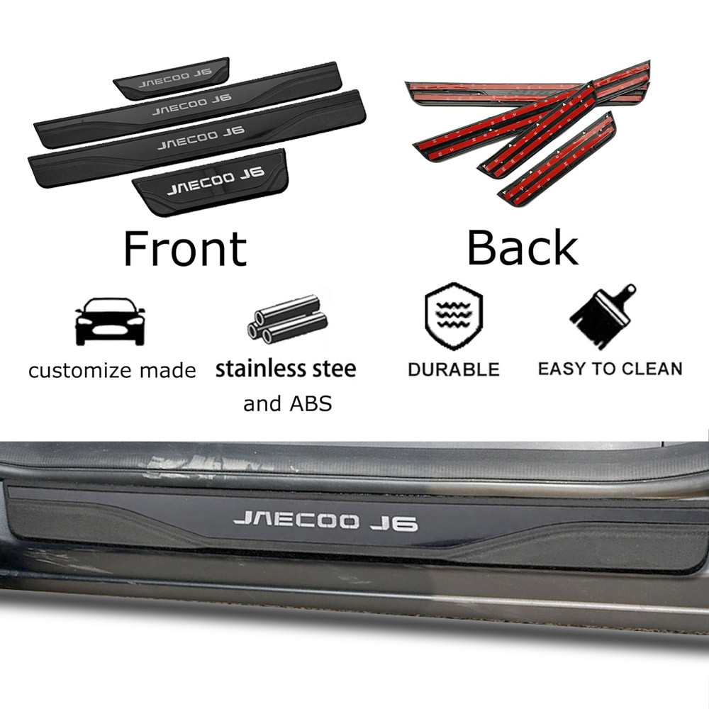 แถบธรณีประตูด้านข้างสําหรับ Jaecoo J6 6 รถอุปกรณ์เสริม 2024-2025 สแตนเลสประตู Sill Scuff แผ่น Protector