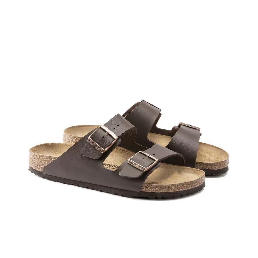 รองเท้าแตะ BIRKENSTOCK  Soft Sole ใหม่พร้อมหัวเข็มขัดกระดุมสองแถวฝ้าและพื้นผิวหนังกํามะหยี่ย้อนยุค