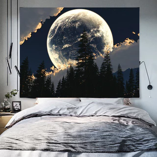 ผ้าพื้นหลัง Agirl Healing Moon Starry Sky ผ้าแขวน ผ้าเช่า ผ้าคลุมผนังบ้าน ผ้าผนังน่าเกลียด ภาพวาดตกแต่ง ผ้าพื้นหลังระดับสูง