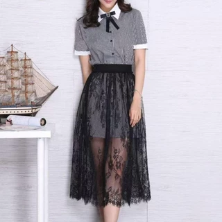 RHOTT ลูกไม้กระโปรงสลิป, ดอกไม้ 75 ซม.กระโปรงความปลอดภัย Petticoat, แฟชั่น Hight เอว Cheongsam Anti-glare ตาข่ายกระโปรง SLIP ชุดหญิง