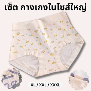 เซ็ตกางเกงในไซส์ใหญ่ 3ลาย XL/XXL/XXXL สำหรับสาวอวบอ้วน คลุมก้นผ้า ยืดนิ่ม ระบายอากาศได้ดี