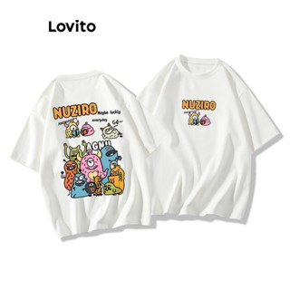 Lovito เสื้อยืดลําลอง ลายการ์ตูน สําหรับผู้หญิง LNE21274 (สีขาว)