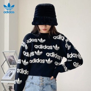 【พร้อมส่ง】ของแท้ 100% Adidas เสื้อกันหนาวแขนยาว พิมพ์ลายโลโก้ สําหรับผู้หญิง