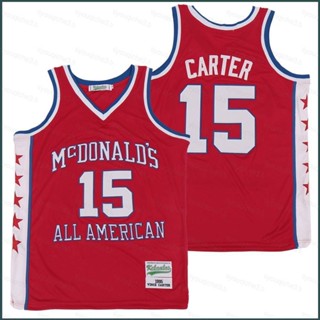 เสื้อกีฬาบาสเก็ตบอลแขนกุด ลายทีม Vince Carter Mcdonalds SY3 No.15 สีแดง สไตล์อเมริกัน พลัสไซซ์ สําหรับผู้ชาย และผู้หญิง YS3