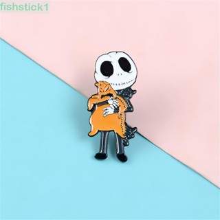 Fishstick1 เข็มกลัดแจ็ค ลายอนิเมะ Skellington พร็อพ สําหรับตกแต่งเสื้อผ้า ฮาโลวีน ผู้หญิง ผู้ชาย