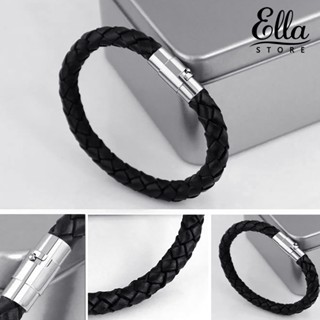 Ellastore123 สร้อยข้อมือ กําไลข้อมือ เชือกหนังถัก แฟชั่นสําหรับผู้หญิง