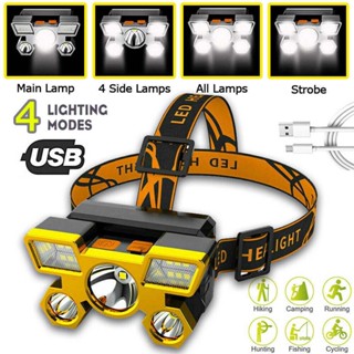 2PCS Super Bright LED Headlamp Rechargeable USB Head Light Flashlight Torch Lamp