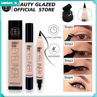 Beauty GLAZED อายไลเนอร์ แบบสองหัว กันน้ํา แห้งเร็ว ไม่ส่งเสียงดัง ปีกเครื่องสําอาง ชุดความงามตา