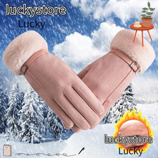 Lucky ถุงมือขับรถสกี ผ้ากํามะหยี่ สีแคนดี้ แฟชั่น กันลม