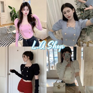 L.A Shop ​พร้อมส่ง เสื้อไหมพรมสีพื้น แขนสั้น แถมปลอกแขน 2ชิ้น "4Y91" -C