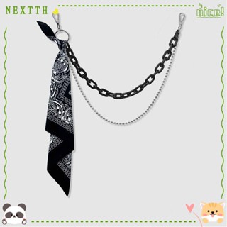 Nextth สายโซ่โลหะเรซิน คล้องกางเกง และผ้าพันคอ ทรงสี่เหลี่ยม สไตล์ฮิปฮอป สําหรับผู้ชาย