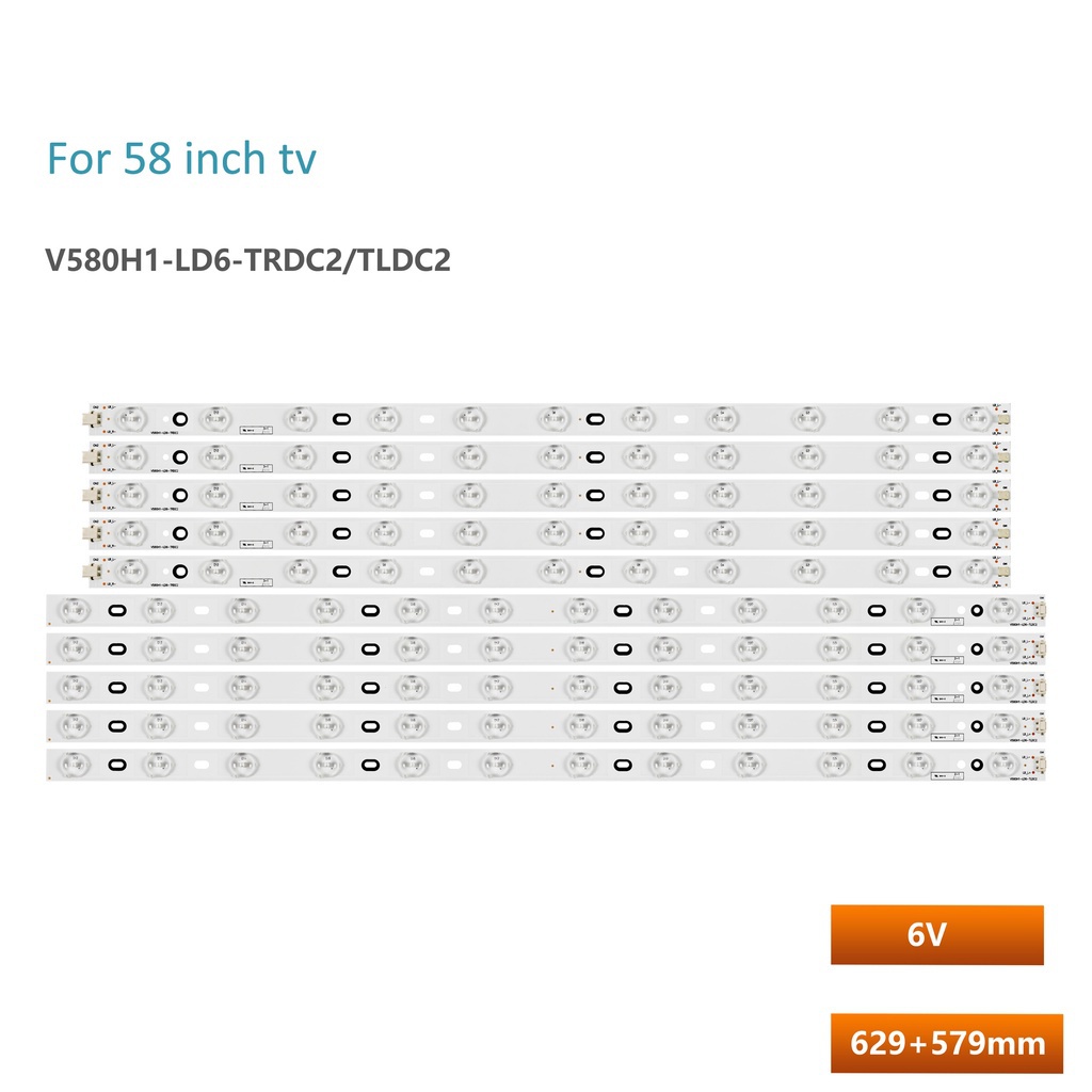 10 ชิ้น = 5 ชุด led backlight Strip สําหรับ Skyworth 58E560S Strip Konka LED58R5500F Strip V580H1-LD