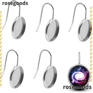 Rosegoods1 ต่างหูสเตนเลสเปล่า สีเงิน สําหรับทําเครื่องประดับ ต่างหูแก้ว แฮนด์เมด