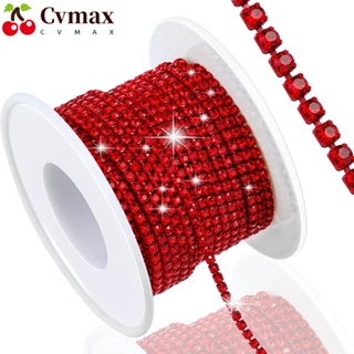 Cvmax พลอยเทียม สีแดง SS6 2 มม. 10 หลา สําหรับทําเครื่องประดับ DIY