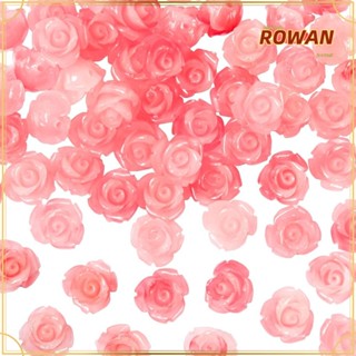 Rowans ลูกปัดดอกกุหลาบ สีชมพู 10 มม. สําหรับทําเครื่องประดับ สร้อยคอ DIY 50 ชิ้น