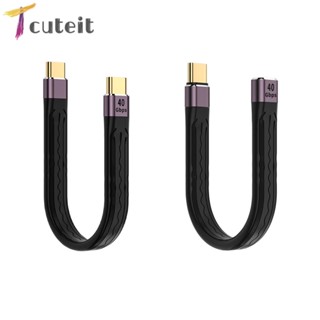 Tcuteit สายเคเบิลข้อมูล USB 4.0 Gen3 Type C ตัวผู้ ตัวเมีย เป็น Type C ตัวผู้ 40Gpbs PD 100W