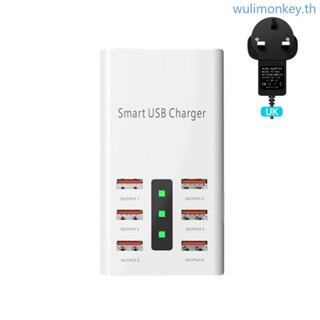 Wu อะแดปเตอร์ซ็อกเก็ตชาร์จ USB 6 พอร์ต ปลั๊ก US EU UK AU สําหรับโทรศัพท์มือถือ