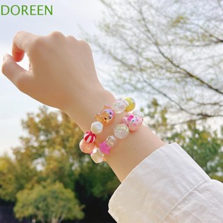 Doreen สร้อยข้อมือ จี้กระต่าย นําโชค สีแคนดี้ เครื่องประดับคู่รัก ของขวัญสําหรับผู้หญิง