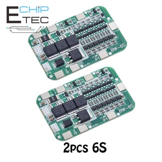 ชุดโมดูลแบตเตอรี่ลิเธียมไอออน 6S 15A 24V PCB BMS 18650 DIY 6 แพ็ค 2 ชิ้น