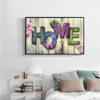 Nicetravel ภาพจิตรกรรมปักครอสติส ติดประดับเพชรกลม ลายตัวอักษร Home ขนาด 30x40 ซม. DIY สําหรับติดตกแต่งผนังบ้าน