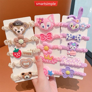 Smartsimple ยางรัดผม ยืดหยุ่นสูง ลายการ์ตูนดอกไม้น่ารัก ทนทาน เครื่องประดับผม สําหรับเด็ก 5 ชิ้น ต่อชุด I9J2