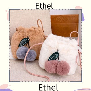 Ethel1 กระเป๋าสะพายไหล่ ประดับขนเฟอร์ ขนเฟอร์นิ่ม ทรงโท้ท แฟชั่นฤดูใบไม้ร่วง ฤดูหนาว สําหรับผู้หญิง