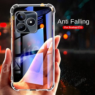 เคสโทรศัพท์มือถือ ซิลิโคนนิ่ม TPU ใส กันกระแทก สี่มุม สําหรับ Realme C51 C53 nfc 2023 Realme C 51 53 51C 53C RealmeC51 Coque