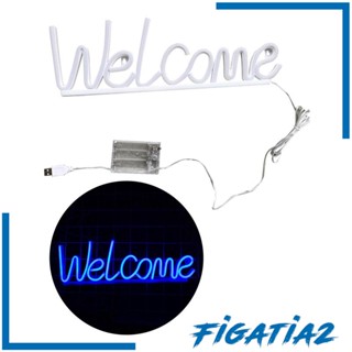 [Figatia2] ป้ายไฟนีออน Welcome ใช้แบตเตอรี่ สําหรับตกแต่งหน้าต่างห้องเกม