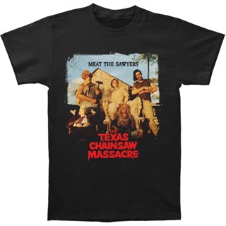 เสื้อยืดคุณภาพสูง💥 Texas Chainsaw Massacre Meat The Sawyers Adult Tee Men T Shirt Print Casua Print T-Shirt For Men