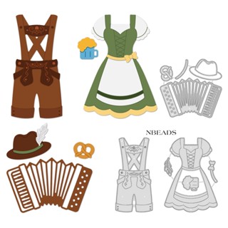 แผ่นแม่แบบโลหะ ตัดลายนูน รูป Oktoberfest สําหรับตกแต่งสมุดภาพ การ์ด อัลบั้ม งานฝีมือ DIY จํานวน 1 ชุด 3 ชิ้น