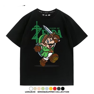 เสื้อยืดแขนสั้น คอกลม ผ้าฝ้าย 100% พิมพ์ลาย Nintendo Game Merchandise The Legend of Zelda Kingdom Tears Link สําหรับผู้ชาย