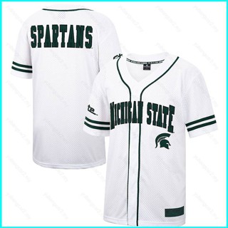 เสื้อคาร์ดิแกน เสื้อเบสบอล เสื้อกีฬา พลัสไซซ์ ลายการ์ตูน Michigan State Spartans Jersey