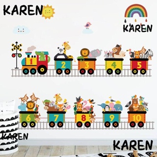 Karen สติกเกอร์ไวนิล รูปรถไฟ ตัวเลข DIY สําหรับติดตกแต่งผนังบ้าน ห้องเด็กเล่น สถานรับเลี้ยงเด็ก