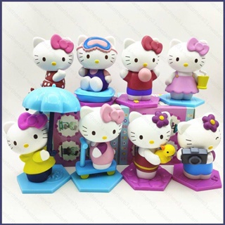 Ye โมเดลฟิกเกอร์ Sanrio Hello Kitty เหมาะกับฤดูร้อน ของเล่นสําหรับเด็ก ตกแต่งบ้าน 8 ชิ้น