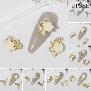 Upsee❤อุปกรณ์ตกแต่งเล็บ จี้ดอกคามิเลีย สามมิติ แวววาว ติดตั้งง่าย DIY สําหรับตกแต่งเล็บ 10 ชิ้น