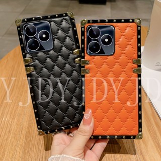 Yjd เคสโทรศัพท์มือถือ ขอบตรง กันกระแทก ลายสี่เหลี่ยมขนมเปียกปูน สําหรับ Realme C53 C55