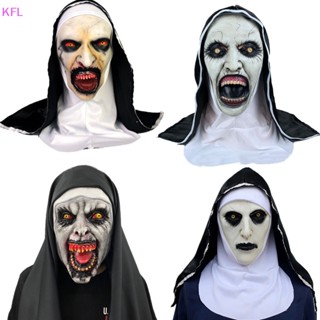 (KFL) หน้ากากยาง น่ากลัว พร้อมผ้าพันคอ คอสเพลย์ The Horror Scary Nun สําหรับปาร์ตี้ฮาโลวีน