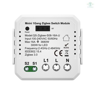 QS-zigbee-S08-16A-U Tuya ZigBee Zigbee Push Button Normal  Switch Module Home Electrical Appliance Max 3 Gang Switch Control Module Mobilephone APP Remotely Control Compatible Alexa Google Home Voice Control Need to be Used with Gateways