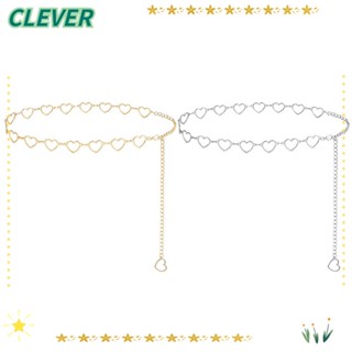 Clever เข็มขัดโซ่โลหะ รูปหัวใจ สีทอง สีเงิน ปรับได้ สําหรับผู้หญิง ของขวัญ ตกแต่งชุดเดรส กางเกงยีน เสื้อกันหนาว