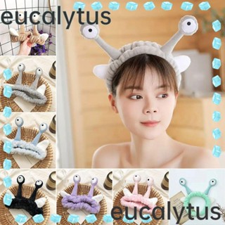 Eucalytus1 ที่คาดผม ผ้าฟลีซ แบบยืดหยุ่น ลายการ์ตูนหอยทาก สําหรับสปา