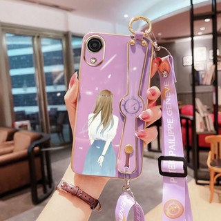 Ybd เคสโทรศัพท์มือถือ ป้องกันกระแทก พร้อมสายคล้องยาว สีฟ้า สําหรับ Samsung Galaxy A03 Core A032F