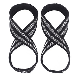 2pcs Nylon Sport Gym Portable Anti Slip Wrist Support Figure 8 Deadlifts Powerlifting Fitness Lifting Straps