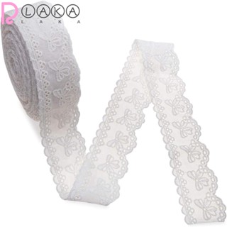 Lakamier ริบบิ้นลูกไม้ ผ้าฝ้าย สีขาว สําหรับตกแต่งเสื้อผ้า DIY