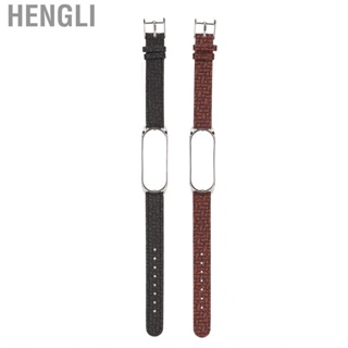 Hengli Leather Watch Straps  Braided Pattern Strap Soft with Metal Buckle for Xiaomi Mi Band 6