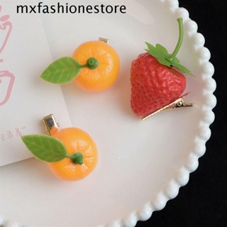 Mxfashione กิ๊บติดผม อาหารจําลอง รูปสตรอเบอร์รี่ เป็ดน่ารัก สีส้ม สร้างสรรค์ สําหรับเด็ก