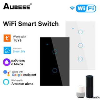 พร้อมอัพเกรดระบบไฟบ้านของคุณด้วยสวิตช์สัมผัสอัจฉริยะ TUYA WiFi ของเราสำหรับ Alexa และ Google Home Assistant ปุ่มผนังไฟบ้านอัจฉริยะ วิธีการควบคุมสามวิธี การควบคุมด้วยเสียง