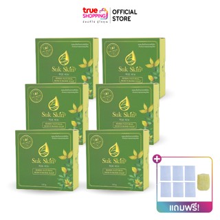 Suk Skin Herbs สุขสกิน สบู่สมุนไพร แก้โรคผิวหนัง 3 in 1 สูตรเย็น 6 ก้อน แถมฟรี ถุงตีฟอง 6 ชิ้น ใยบวบขัดตัว 1 ชิ้น