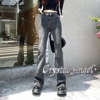 Crystal กางเกงขายาว กางเกงยีสน์ผู้หญิง ทรงหลวม ๆ ตรง Retro Hip Hop Pants 2023 NEW Style WNK23906EV 37Z230911